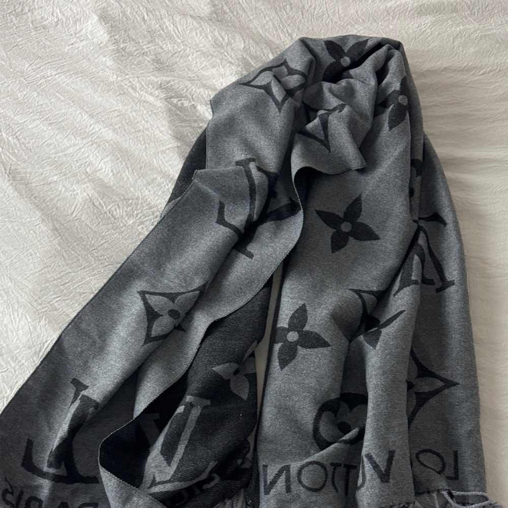 Louis Vuitton Charcoal and Black Monogram Scarf